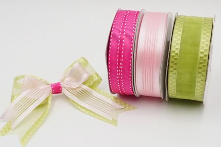 Conjunto de cinta tejida en tonos rosados